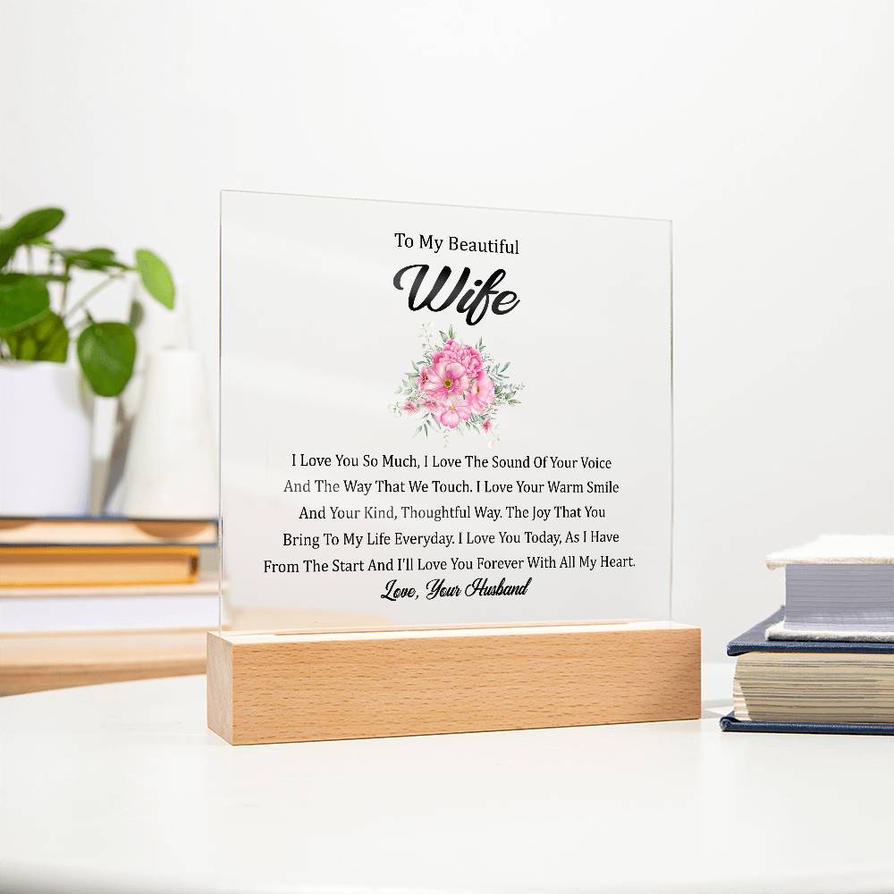 To My Beautiful Wife | Square Acrylic Plaque